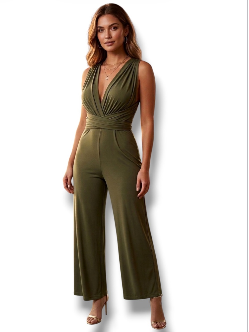 NWOT Boho Olive Green Multi-Way Convertible Jumpsuit XL